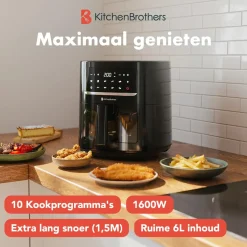 Kitchenbrothers Keukenapparaten<Airfryer – 6L – Zwart