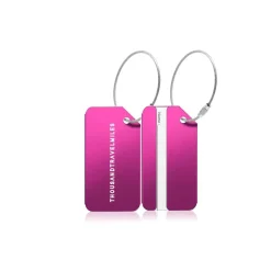 Thousandtravelmiles Kofferlabels>Aluminium Bagagelabel – 2 stuks – Roze