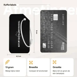 Thousandtravelmiles Kofferlabels>Aluminium kofferlabels – 4 stuks – Zwart