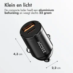 Accezz Stekkers & Kabels<Autolader - 1x USB-C & 1x USB - 65W