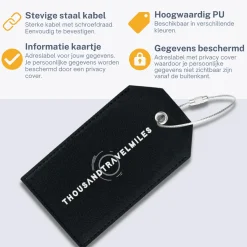 Thousandtravelmiles Kofferlabels>Bagagelabel – 4 stuks – Leer – Zwart