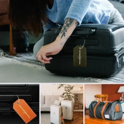 Thousandtravelmiles Kofferlabels>Bagagelabel – 4 stuks – Leer – Oranje