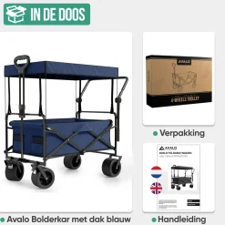 Avalo Bolderkarren|Bolderkarren>Bolderkar Opvouwbaar XL met Dak