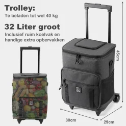 Brisby Boodschappentrolley'S>Boodschappentrolley met koelvak 32L