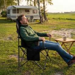 Trvlmore Campingstoelen<Campingstoel - Opvouwbaar - 160KG - Kampeerstoel Zwart