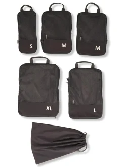 ANWB Toilettassen|Packing Cubes<Compressie inpakset 6 stuks Antraciet