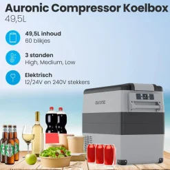 Auronic Koelboxen|Koelkasten<Compressor Koelbox – 49.5L – Zwart Grijs