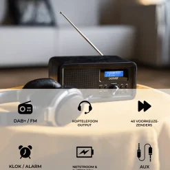 Denver Audio<DAB30B DAB+/FM Radio Wekkerfunctie Zwart