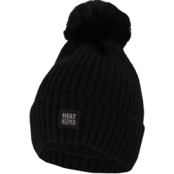 Heatkeeper Mutsen<Dames - Met Pompon - Muts Zwart