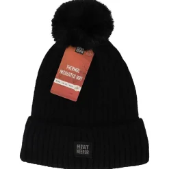 Heatkeeper Mutsen<Dames - Met Pompon - Muts Zwart