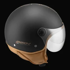 Beon Motorhelmen<Design Luxe Scooterhelm met vizier Matzwart