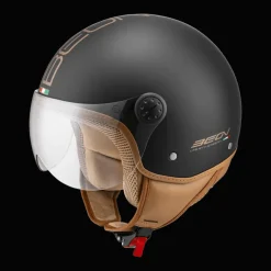 Beon Motorhelmen<Design Luxe Scooterhelm met vizier Matzwart
