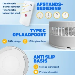 Vulpes Goods Ventilators>Draadloze Statiefventilator - 4in1 - Inklapbaar