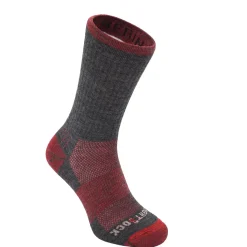 Wrightsock Sokken|Sokken<Escape Merino Crew sokken Donkerrood - Grijs