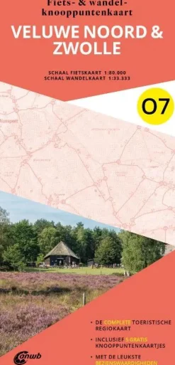 ANWB Fietskaarten|Fietskaarten<Fiets en wandelknooppuntenkaart O7 Veluwemeer noord & Zwolle