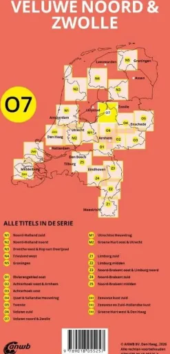 ANWB Fietskaarten|Fietskaarten<Fiets en wandelknooppuntenkaart O7 Veluwemeer noord & Zwolle