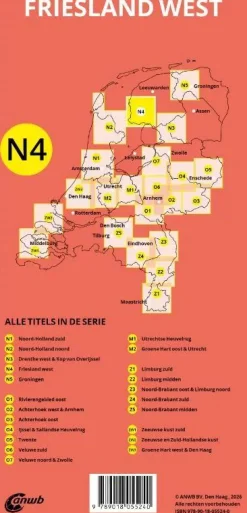 ANWB Fietskaarten|Fietskaarten<Fiets en wandelknooppuntenkaart N4 Friesland west