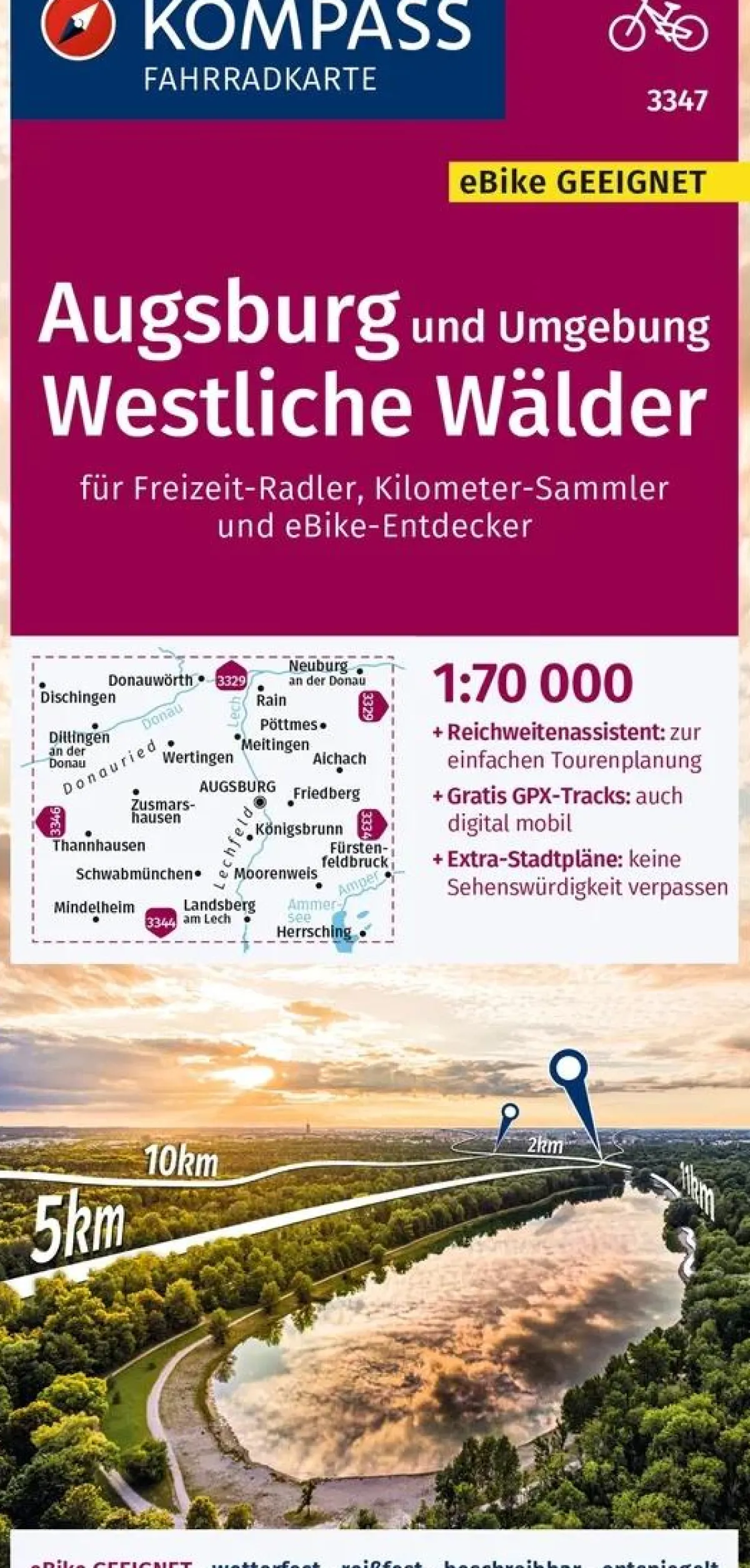 Kompass Fietskaarten>Fietskaart FK 3347 Augsburg