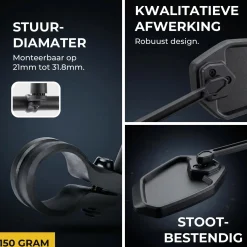 NovaQ Fietsspiegels>Fietsspiegel links - 21.0 tot 31.8mm