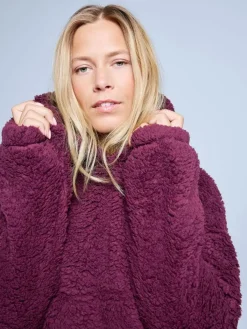 Poederbaas Fleeces<Fluffy - Dames - Teddy Trui Bordeaux