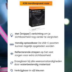 R2B Led-Vesten|Reflectie<Hardloopvest met verlichting oplaadbaar Roze