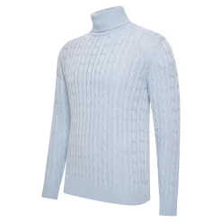 Cappuccino Italia Truien<Heren Aosta Cable Pullover Lichtblauw