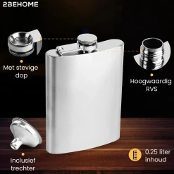 2BEHOME Wateropslag & -Zuivering<Heupfles met opbergdoos en shotglazen