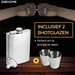2BEHOME Wateropslag & -Zuivering<Heupfles met opbergdoos en shotglazen