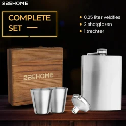 2BEHOME Wateropslag & -Zuivering<Heupfles met opbergdoos en shotglazen