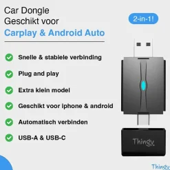 Thingy Draadloze Ontvangers<2-in-1 CarPlay Dongle USB-A & USB-C