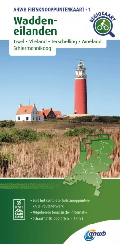 ANWB Fietskaarten|Fietskaarten<Knooppuntenkaart 1 Waddeneilanden
