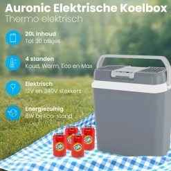 Auronic Koelboxen|Koelkasten<Koelbox Elektrisch 20L – Zwart Grijs