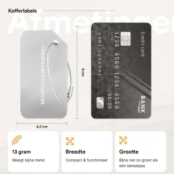Thousandtravelmiles Bagageriemen>Kofferriem + 2 Bagagelabel – 3-delig – Zilver