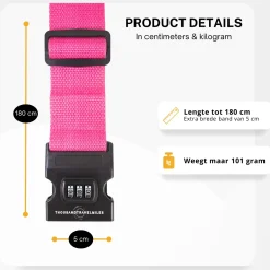 Thousandtravelmiles Bagageriemen>Kofferriem met cijferslot 180 cm – Roze