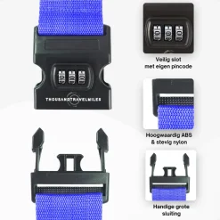 Thousandtravelmiles Bagageriemen>Kofferriem met cijferslot 180 cm – Blauw