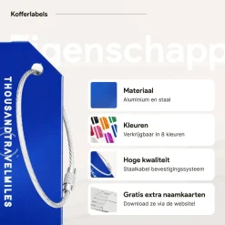 Thousandtravelmiles Bagageriemen<Kofferriem + 2 Bagagelabel – 3-delig – Blauw