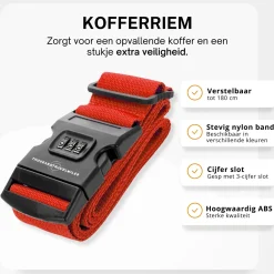 Thousandtravelmiles Bagageriemen<Kofferriem met cijferslot 180 cm – Rood