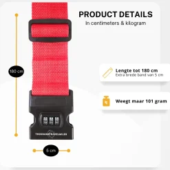 Thousandtravelmiles Bagageriemen<Kofferriem met cijferslot 180 cm – Rood