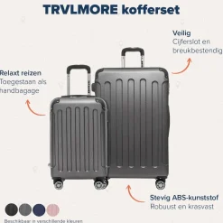 Trvlmore Koffers & Trolleys<Kofferset – 2 Delig – 38L – Roségoud Donker Grijs