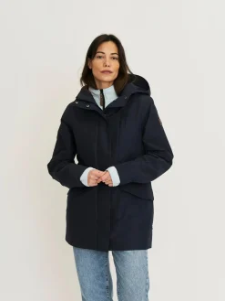 Travelin' Zomerjassen|Waterdichte Jassen<Leyla Dames - Hardshell Jas - Waterdicht Marineblauw