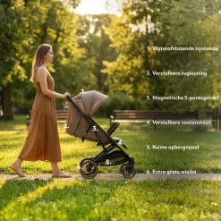 Deryan Buggy'S<Luxe Rolo X2 XL Dubbele Buggy - Inklapbaar Lichtbruin