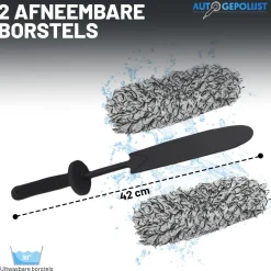 Auto Gepolijst Auto Wassen<Microvezel Velgenborstel - 2 Afneembare Borstels