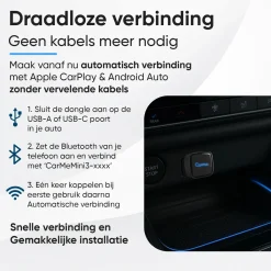 CarMe Draadloze Ontvangers<Mini 2-in-1 CarPlay & Android Auto Dongle V3