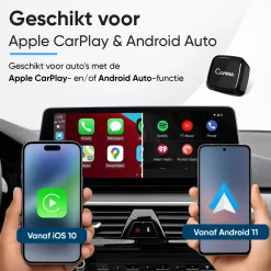 CarMe Draadloze Ontvangers<Mini 2-in-1 CarPlay & Android Auto Dongle V3