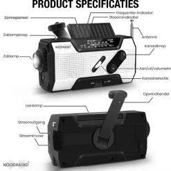 Noodradio Audio|Noodradio'S<® Solar Opwindbaar Met Batterijen Wit