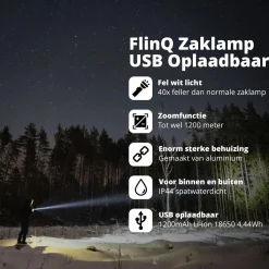 Flinq Zaklampen|Zaklampen<Oplaadbare Zaklamp - 1200 meter bereik