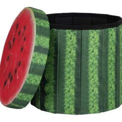 Bo-camp Opbergmanden En- Kratten<Ottoman Rond Watermeloen