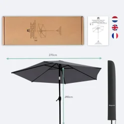 Lifegoods Parasols & Windschermen|Parasols & Windschermen<Parasol – 270 cm – Donker Grijs