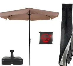 Cuhoc Parasols & Windschermen|Parasols & Windschermen<Parasol Taupe Ø3m + Hoes en lichte Voet Beige