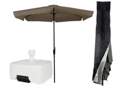 Cuhoc Parasols & Windschermen|Parasols & Windschermen<Parasol Ø3m Met Voet En Hoes Taupe